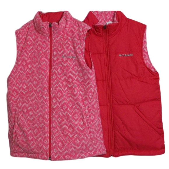 Columbia Girl's Reversible Pink Vest Jacket - Picture 1 of 5